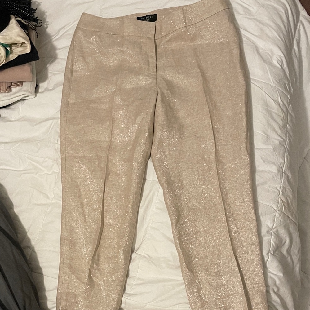 Talbots Shimmering Cream Ankle Pants
